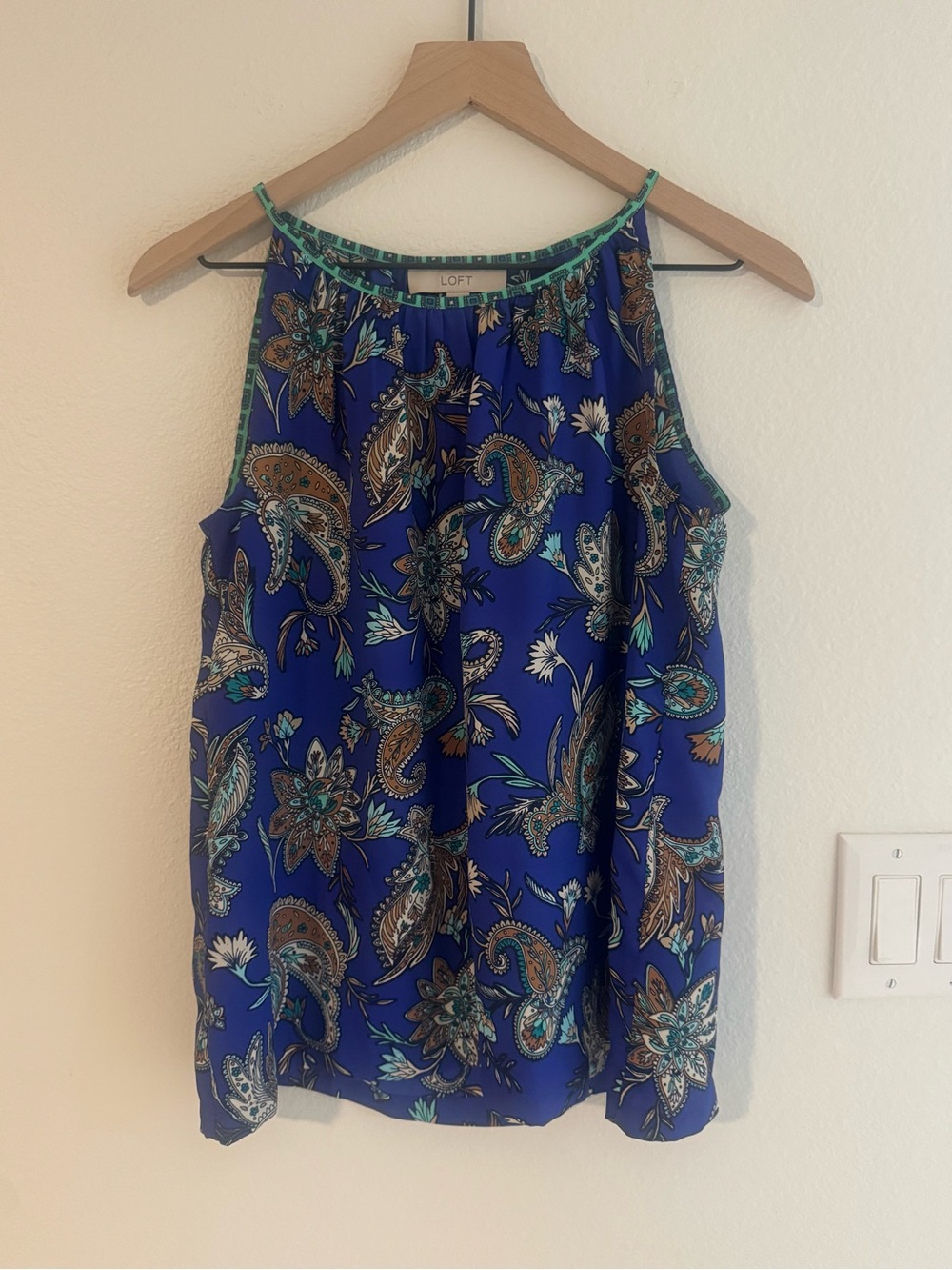 LOFT Blue Paisley Sleeveless Halter Top